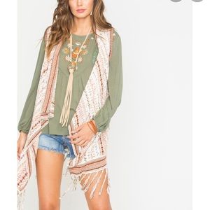 Miss me colorful knit fringe boho sweater vest M